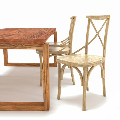 ODGER Table and 6 Teak Cross Back Dining Chair — Вид 4