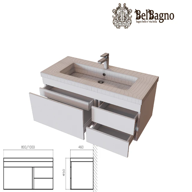 Stand BelBagno Luce BB1000VAC / BL white with washbasin — Descargar