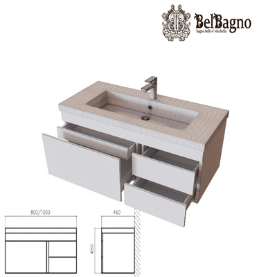 Stand BelBagno Luce BB1000VAC / BL white with washbasin — Ver 3