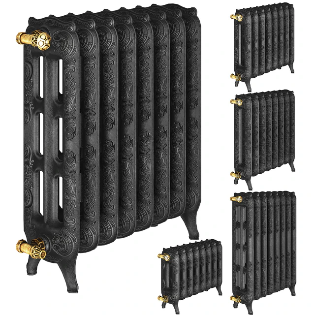 Classic Cast Iron Radiator Black Low-poly — Скачать