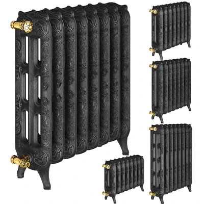 Classic Cast Iron Radiator Black Low-poly — Вид 1