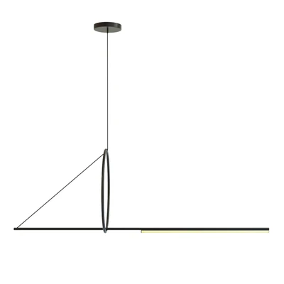 Chandelier Suspension Cercle Et Trait - Graphite Satine — Ver 1