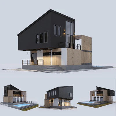 Modern residential house with a swimming pool — Ver 1