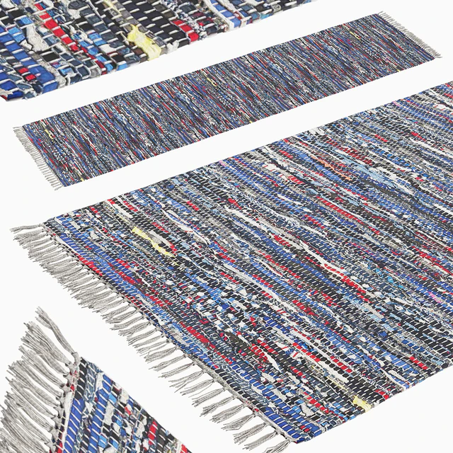 Patterned Woven Mat - Blue — Descargar