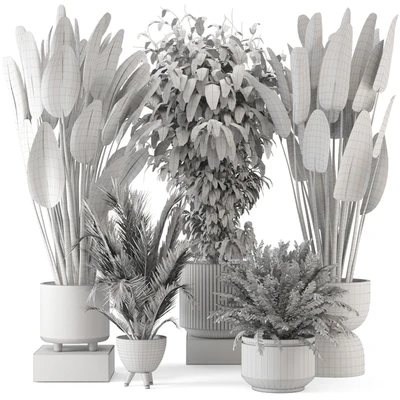 Indoor Plants in rusty Concrete Pot - Set 542 — Ver 7