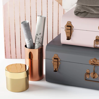 Decorative set of 2 Elori suitcase chests — Ver 3