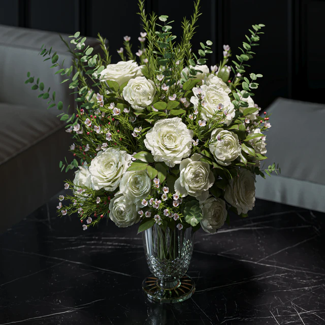 Flower Set 042 white rose wax flower — Скачать