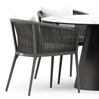 knot armchair and cone ii dining table round 140 by janus — Ver 5