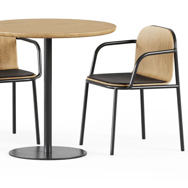 Easy Mix and Fix Table 630 by Ton & Upholstered Shell Armrest Chair by Annud — Descargar