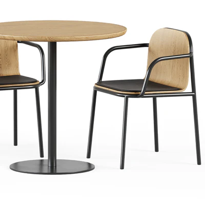 Easy Mix and Fix Table 630 by Ton & Upholstered Shell Armrest Chair by Annud — Ver 6