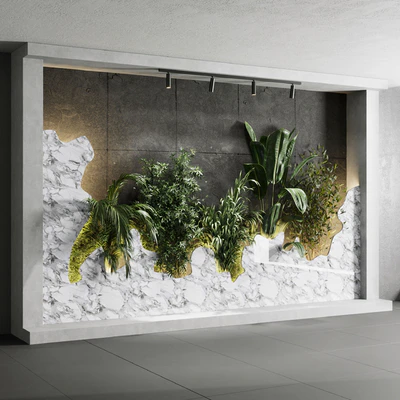 Vertical Wall Garden With concrete frame - wall decor houseplants indoor 02 — Вид 6