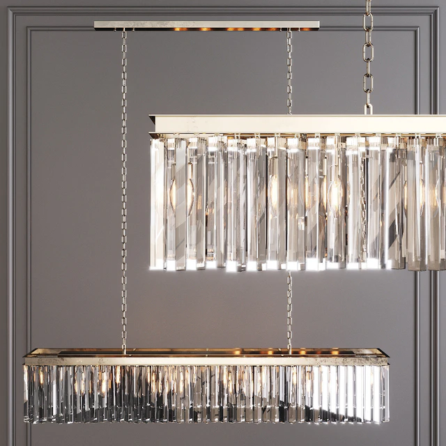 Restoration Hardware 1920S ODEON RHYS CLEAR GLASS PRISM RECTANGULAR CHANDELIER 59 Nickel — Скачать