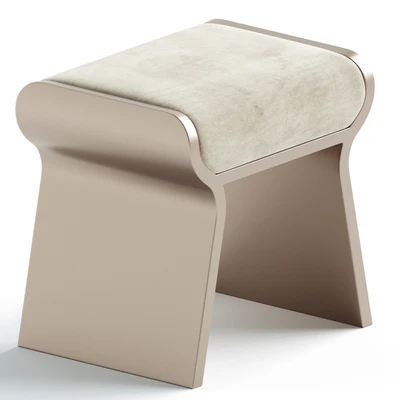 Dandy Stool Upholstered in Cream Fur & Bronze-Patina Brass Details by Kifu Paris — download