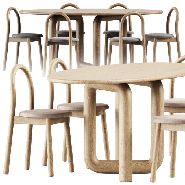 Oval Mono Table by Objects & Ideas and Bobby Upholstered Chair by DesignByThem — Download