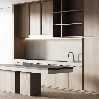 497 modern kitchen 19 minimal wood japandi 02 — Вид 6