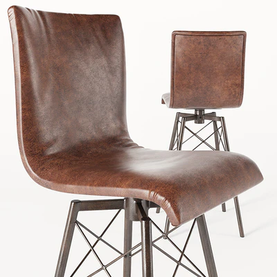 Crenshaw Industrial Loft Iron Leather Bar Stool — Ver 3