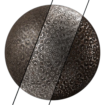 Metal Materials 18- Ornament Metal panels, Pbr 4k Seamless — Вид 1