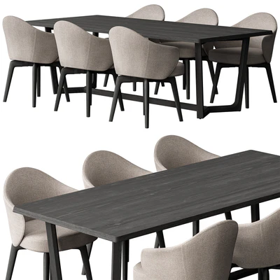 Dinning Table Black and Cream - Set 31 — Ver 7
