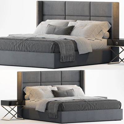 RH Modena Rectangular Channel Shelter Fabric Platform Bed — Ver 1