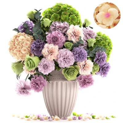 A bouquet of flowers 63. Spring flowers, vase, decor, hydrangea, peony, eucalyptus, carnation, rose — Ver 5