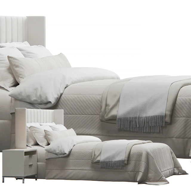 Striped Headboard Wingback Bed — Descargar