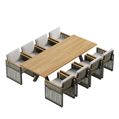 Outdoor garden wicker woven dining set Skyline design Horizon — Ver 5