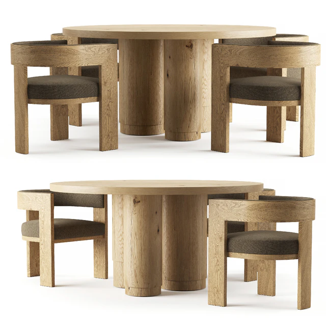 RH OAK TROPEZ ROUND DINING TABLE — Descargar