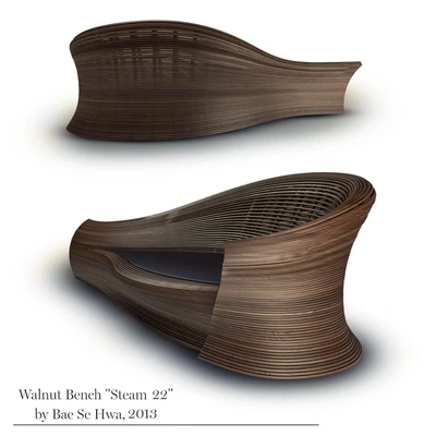 Walnut Bench "Steam 22" by Bae Se Hwa — Ver 1
