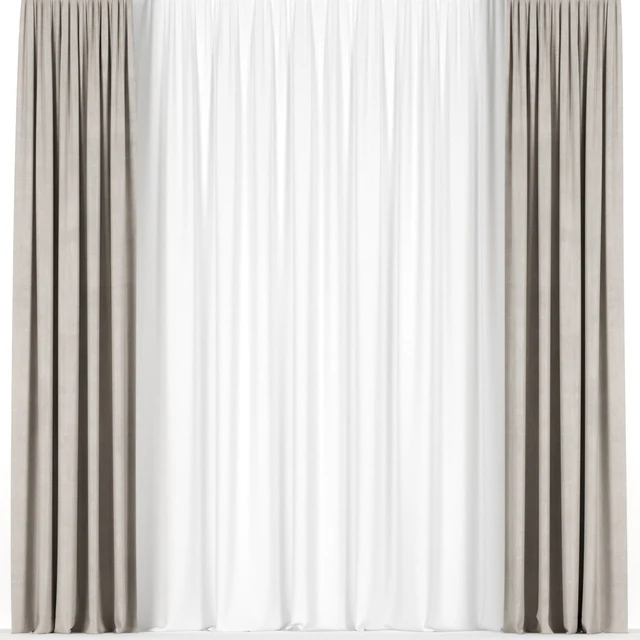 Beige curtains with tulle. — Descargar