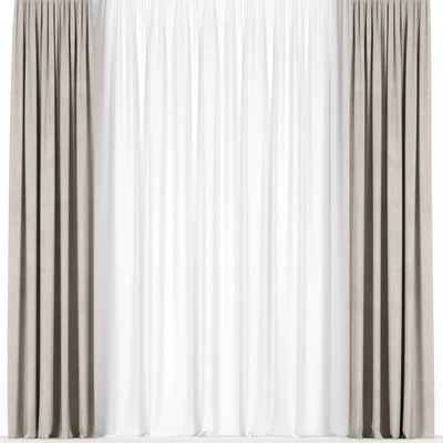 Beige curtains with tulle. — Ver 1