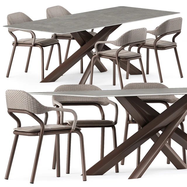 NOSS Armchair and SYSTEM STAR tavolo table by varaschin — Скачать