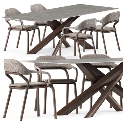 NOSS Armchair and SYSTEM STAR tavolo table by varaschin — Вид 1