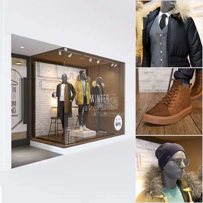Shop front with male mannequin — Ver 3