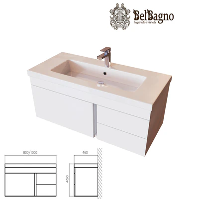Stand BelBagno Luce BB1000VAC / BL white with washbasin — Ver 1