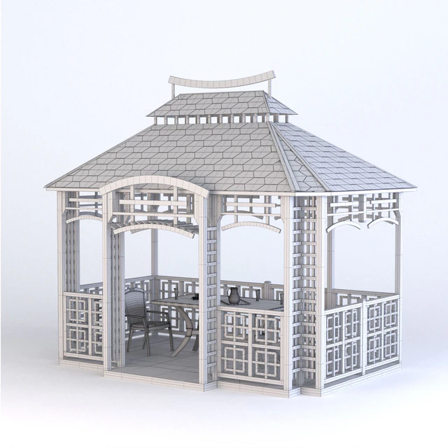 Wooden gazebo in Japanese style — Descargar