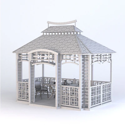 Wooden gazebo in Japanese style — Ver 3