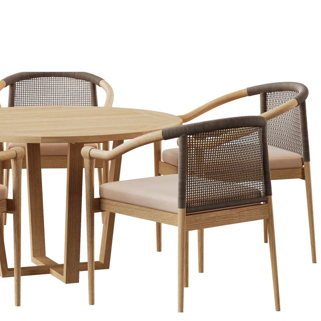 Wooden Outdoor Dining Sets Round Dining Table with 5 Chairs — Descargar
