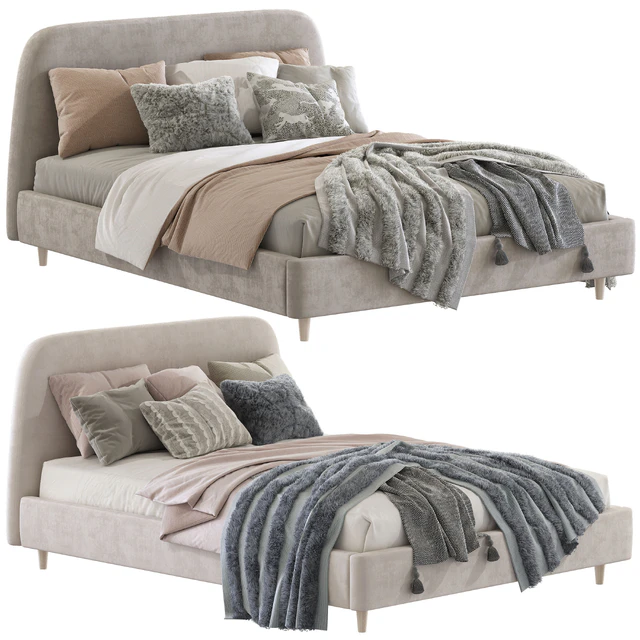 Кровать Oatmeal Raelynn Upholstered Bed — Скачать