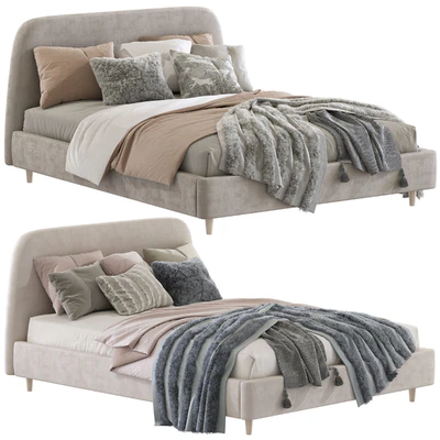 Кровать Oatmeal Raelynn Upholstered Bed — Вид 1