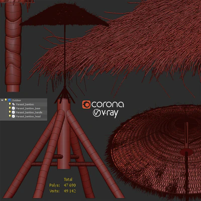 Bamboo Umbrella with Banana Leaf — Ver 5
