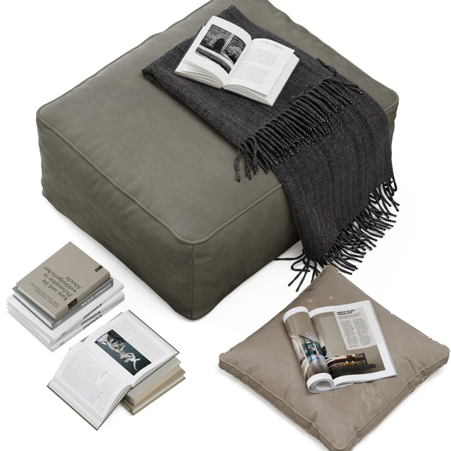 Floor decor set 001 with pouf and books — Descargar