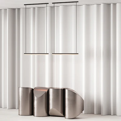 381 office furniture 19 reception desk 14 sculptural metal with wave wall — Вид 1