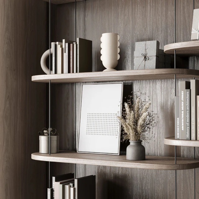 Cabinet Furniture - Wooden Shelves Decorative With Plants and Book 06 — Скачать
