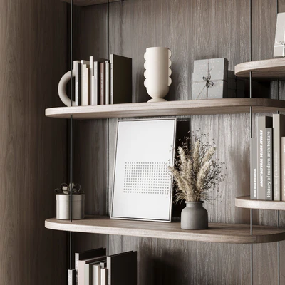 Cabinet Furniture - Wooden Shelves Decorative With Plants and Book 06 — Вид 5