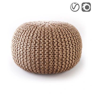 BISHO wicker pouf round — Ver 1