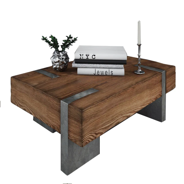 Coffee table from wood and metal — Descargar