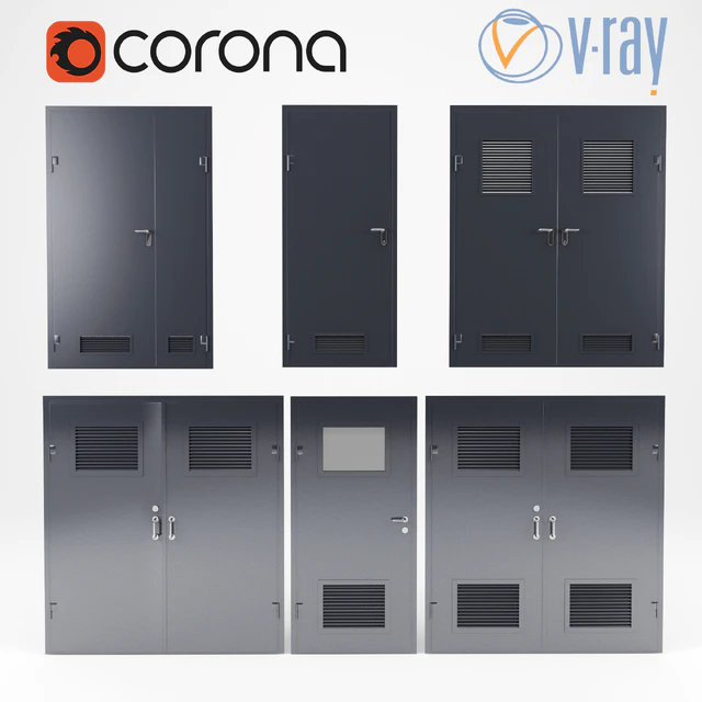 set of 6 doors for switchboard, factory "ProfMaster". Vray, corona. — Descargar