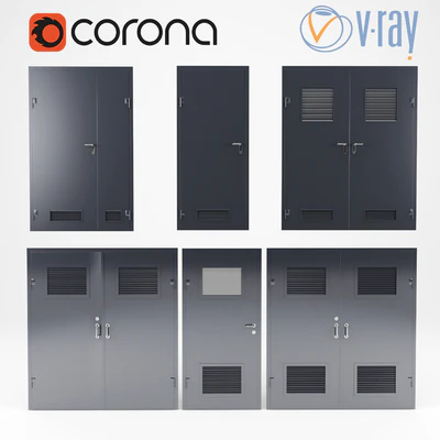 set of 6 doors for switchboard, factory "ProfMaster". Vray, corona. — Ver 3
