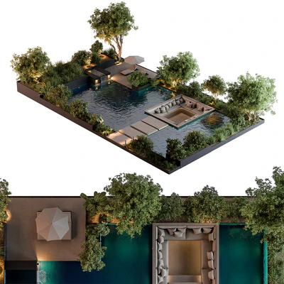 Landscape Furniture Backyard with Pool 96 — Ver 7