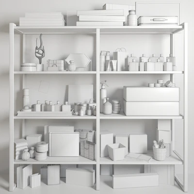 White rack with cosmetics in a beauty salon. Make up — Ver 2